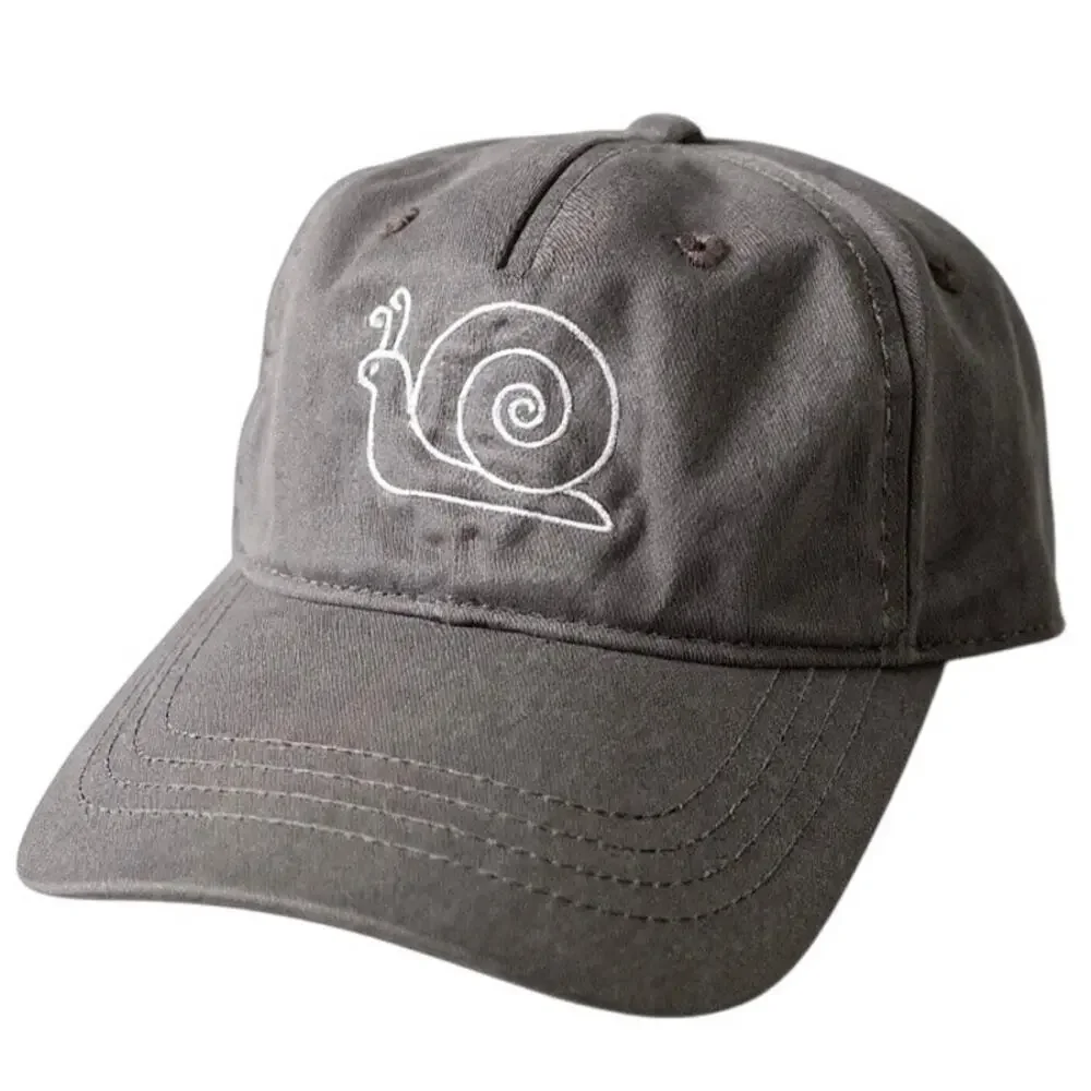 Outdoor Car Women's Gray Embroidered Snail Adjustable Baseball Cap Hat One Size